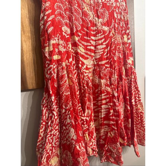 Free People Ginko Red Yellow Floral Sleeveless Swing Mini Dress Size Medium - Picture 2 of 5